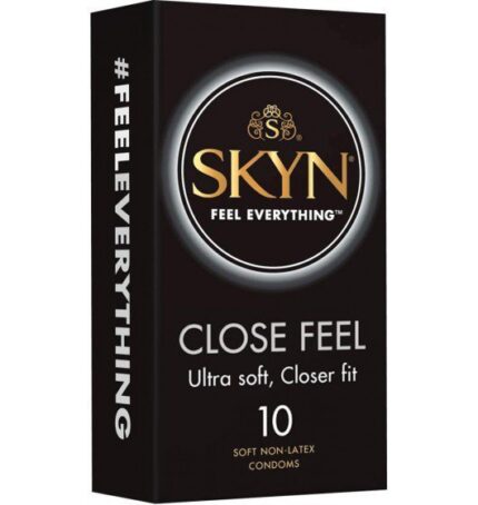 Opakowanie SKYN Close Feel BX10 prezerwatyw nielateksowych, super cienkich na białym tle