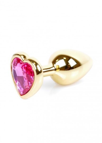 Boss Series Jewellery Gold Heart - metalowy korek analny serce różowe