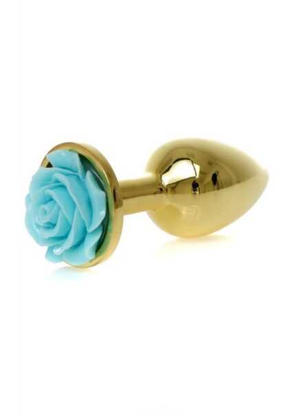 Boss Series Jewellery Gold Plug Rose Light Blue - korek analny z różyczką niebieski