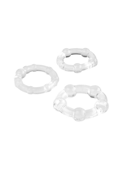 Silikonowe pierścienie erekcyjne C-RING SET-Cristal od Boss of Toys dla przedłużenia stosunku i zwiększenia przyjemności